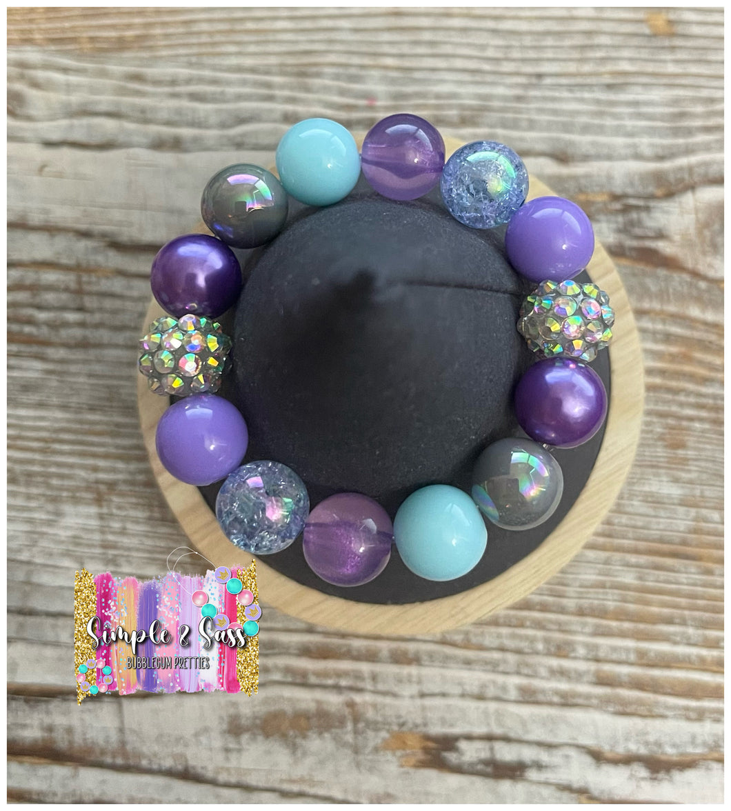 Purple & Light Blue Mix Bubblegum Bead Bracelet