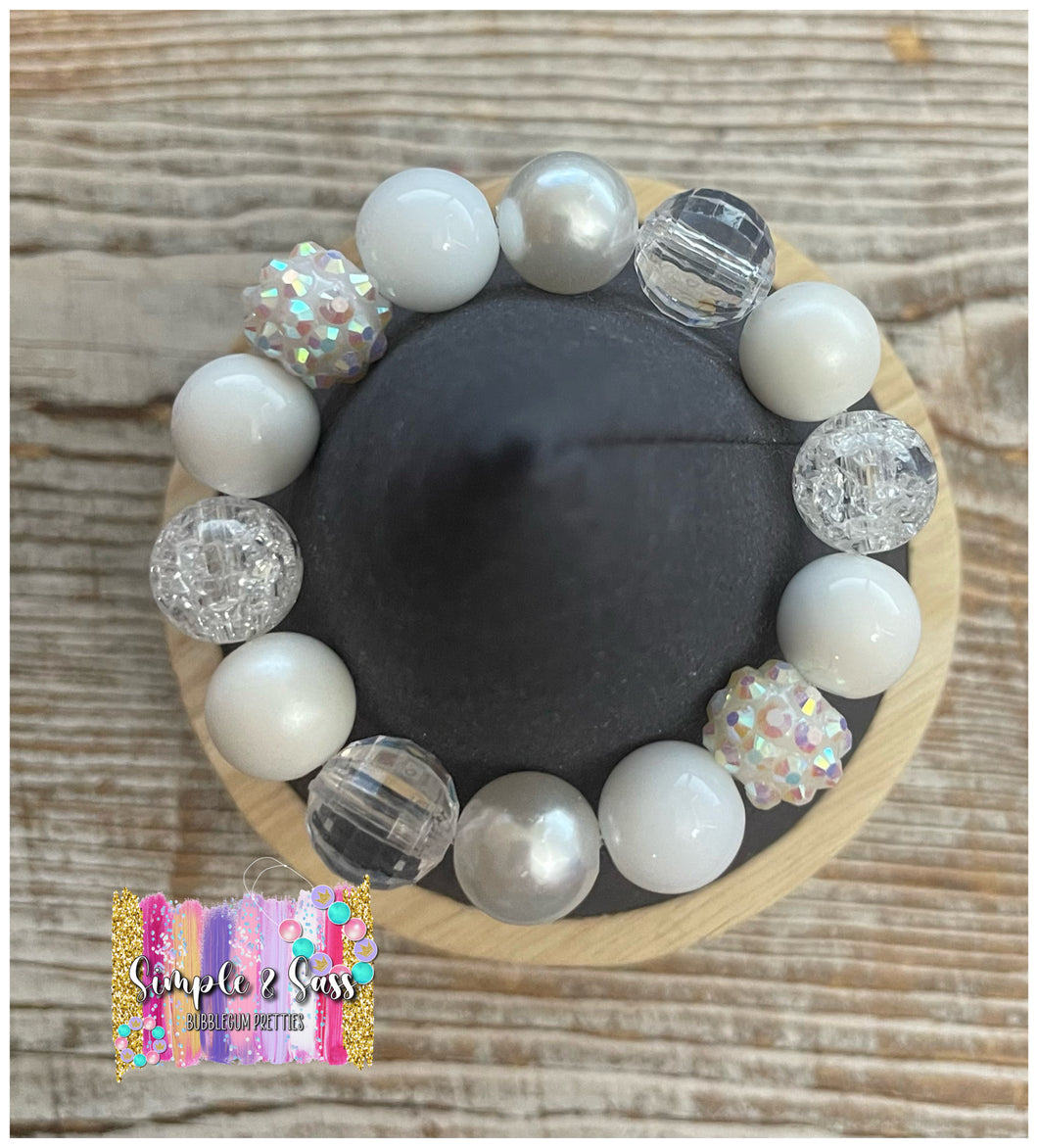 White Mix Bubblegum Bead Bracelet
