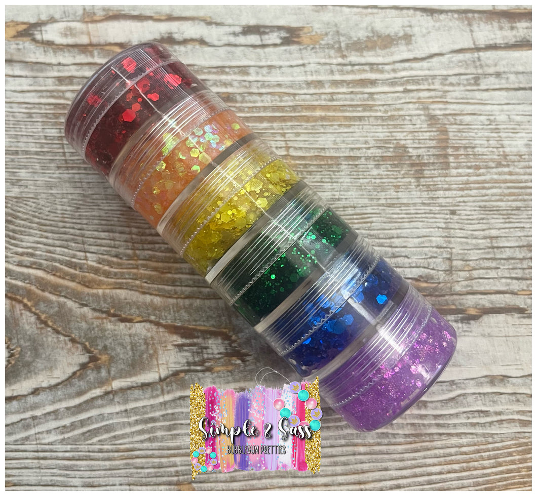 Rainbow Glitter Gel Stack