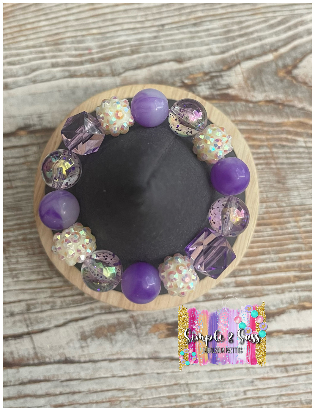 Purple Mix Bubblegum Bead Bracelet