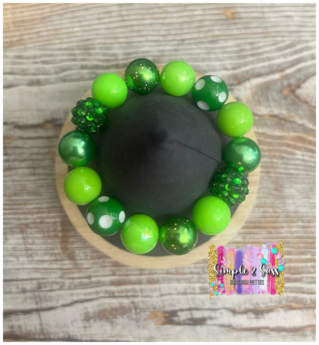 Green Mix Bubblegum Bead Bracelet