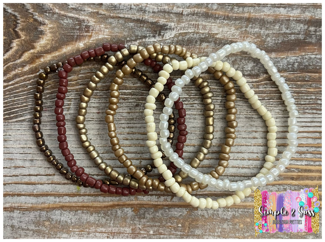 MAMA Beige Seed Bead Stack Set (set of 6)