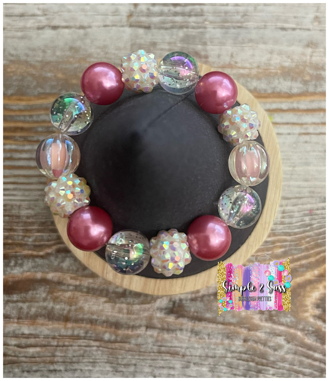 Pink & Mauve Mix Bubblegum Bead Bracelet