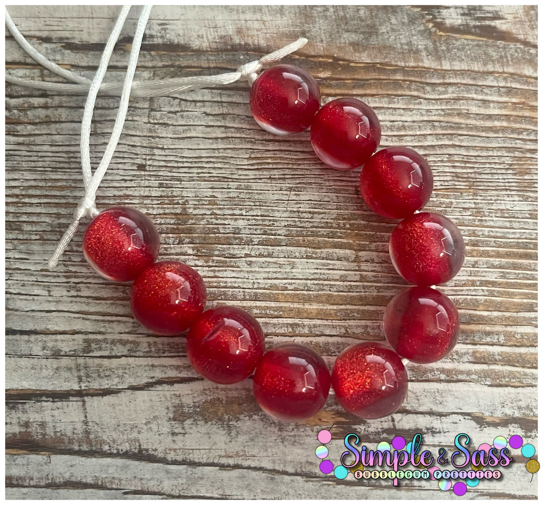 16mm Solid Red Bubblegum Bead Necklace