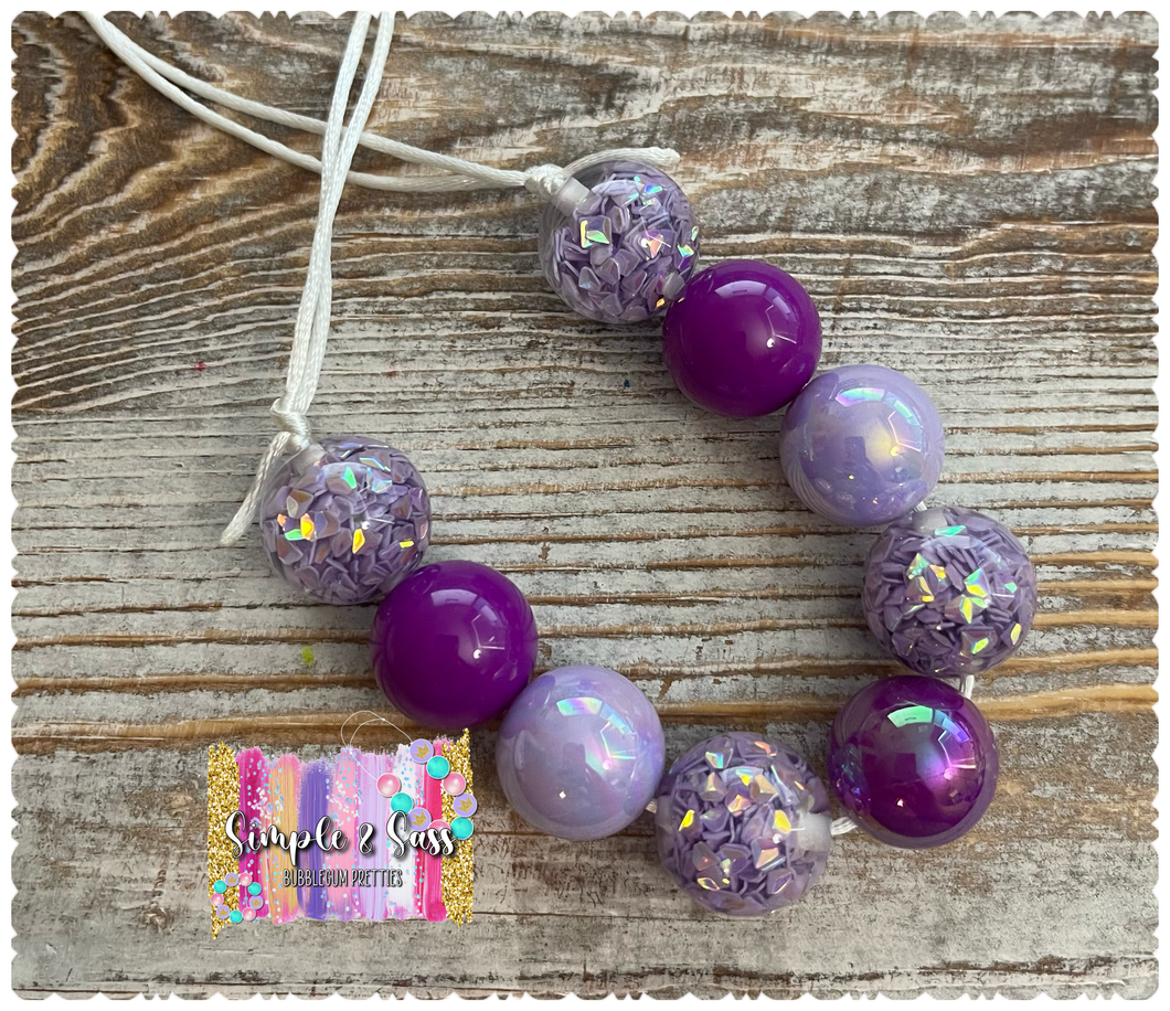 Purple Sequin Mix Bubblegum Bead Necklace