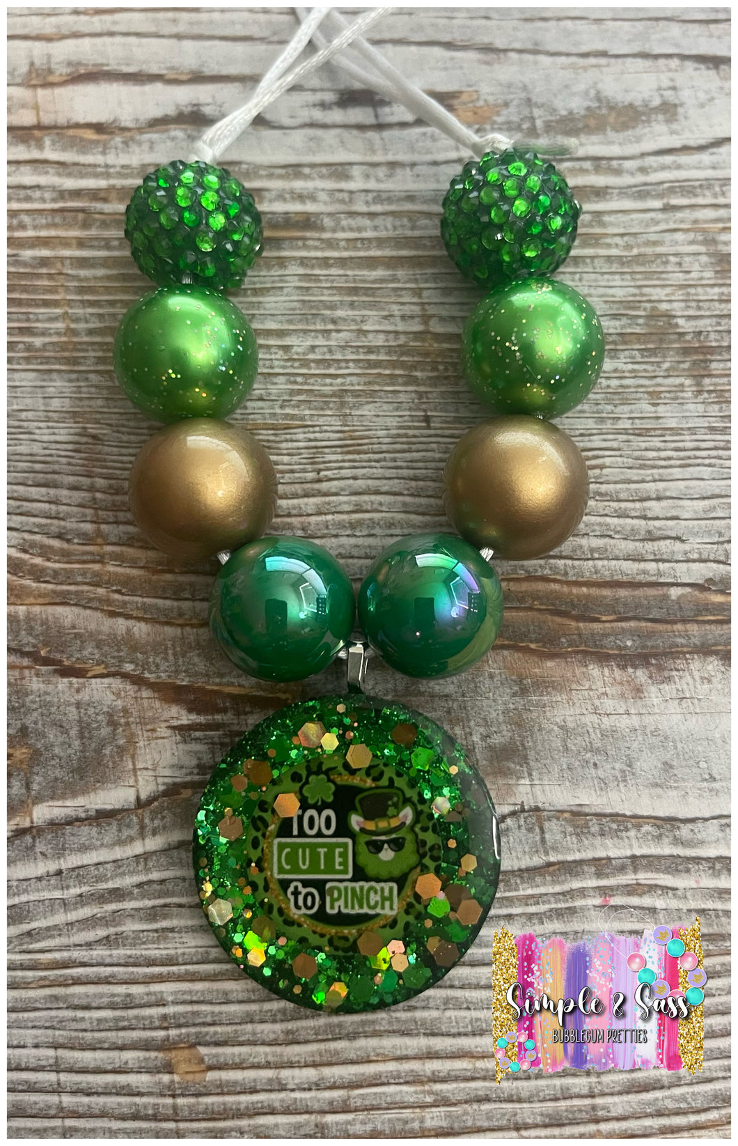 Too Cute To Pinch Bubblegum Bead Necklace with Resin Pendant