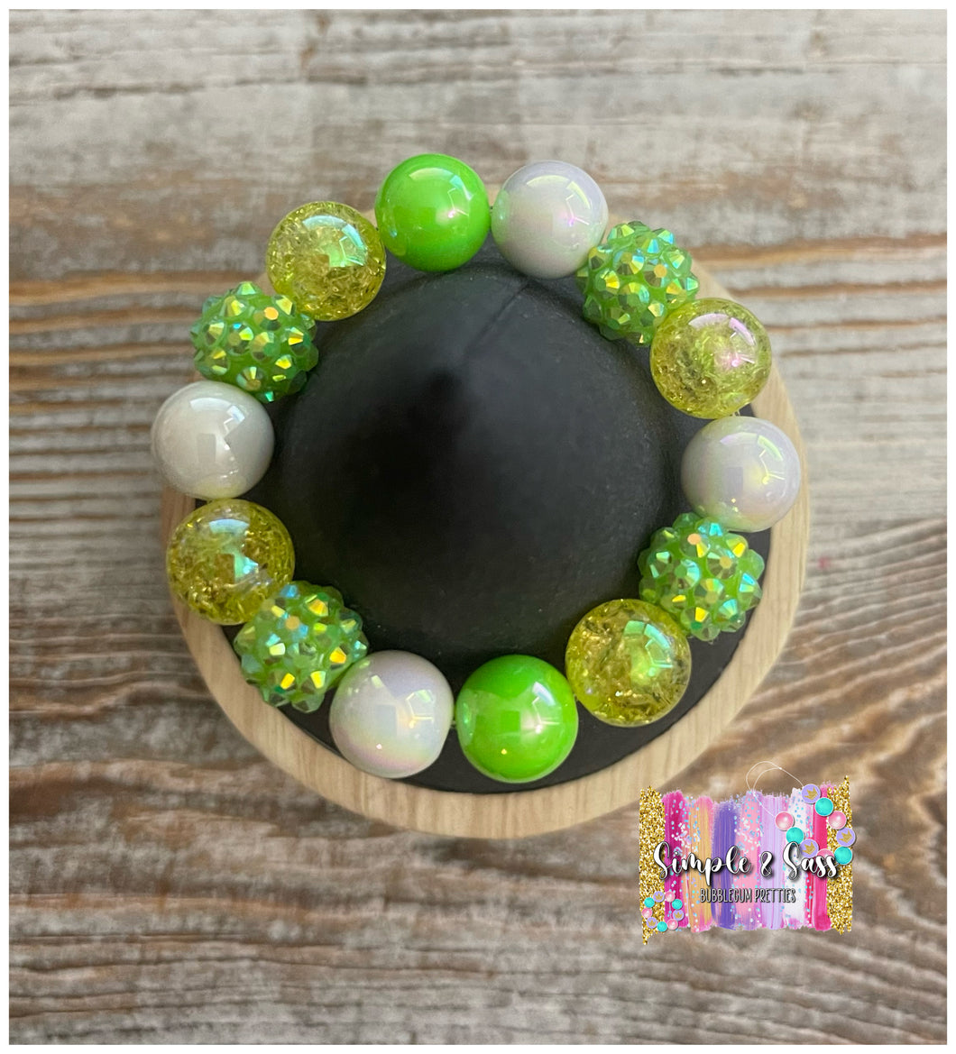 Yellow & Bright Green Mix Bubblegum Bead Bracelet