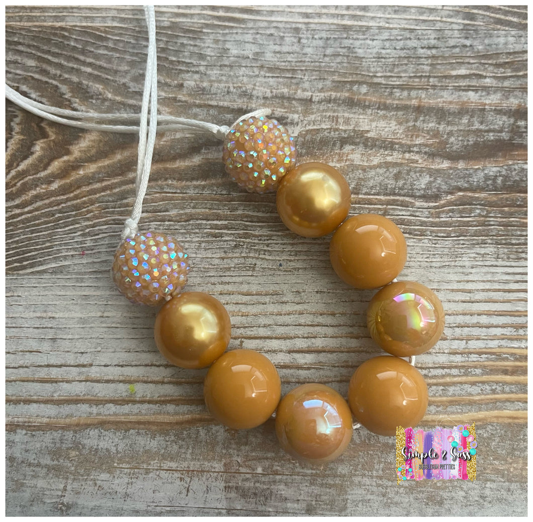 Mustard Solid Mix Bubblegum Bead Necklace