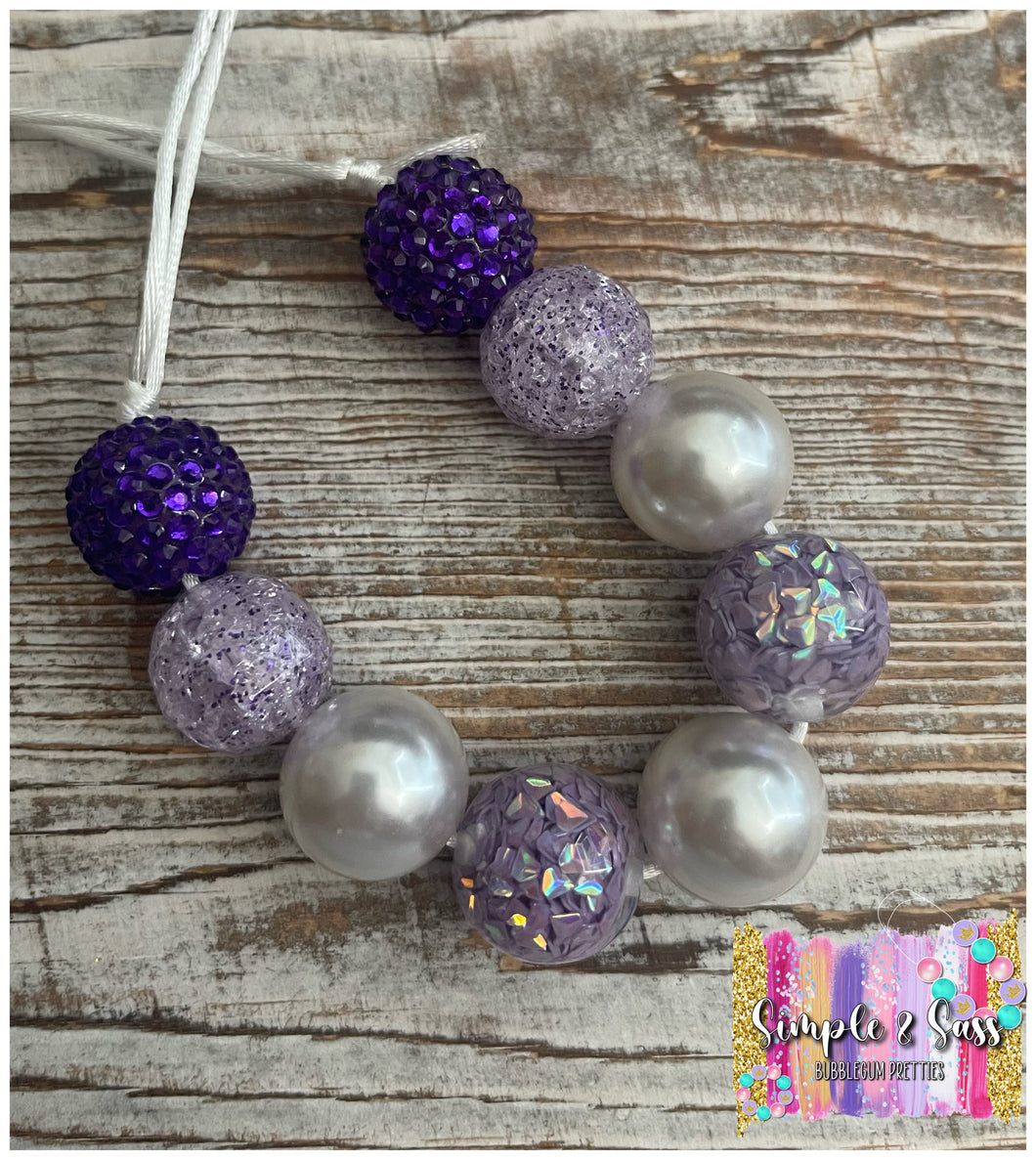 Purple Mix Bubblegum Bead Necklace