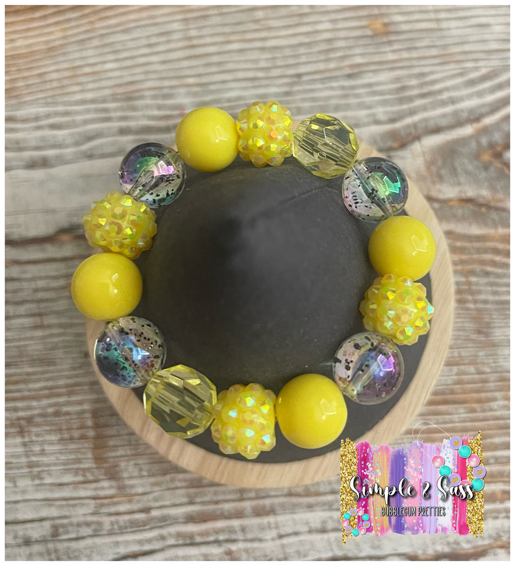 Yellow Mix Bubblegum Bead Bracelet
