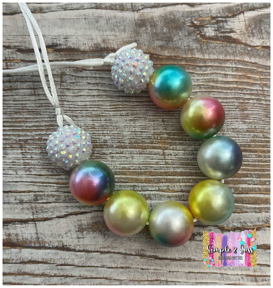 Rainbow Ombre Bubblegum Bead Necklace