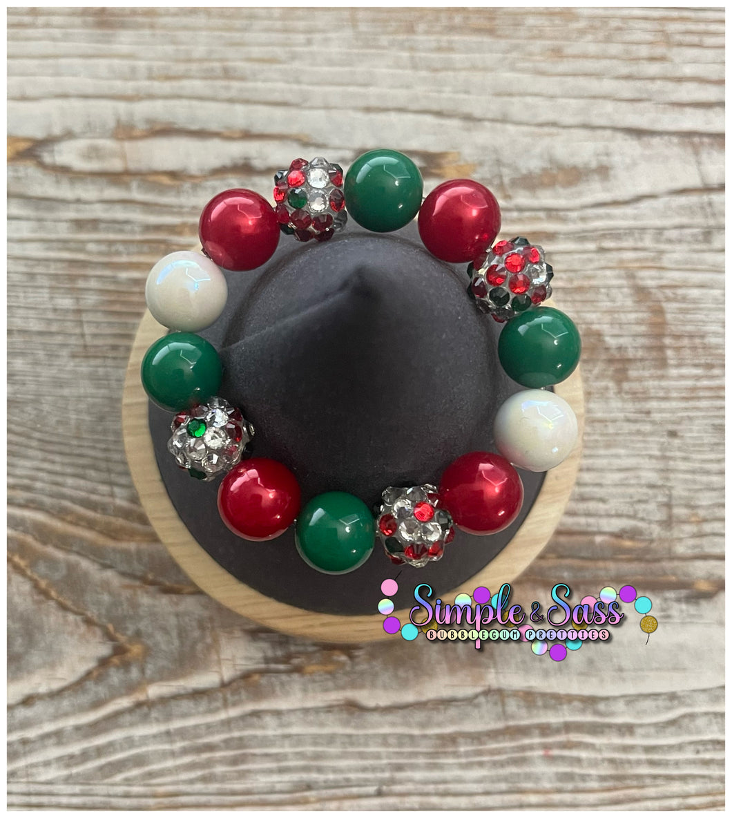 Christmas Bling Bubblegum Bead Bracelet