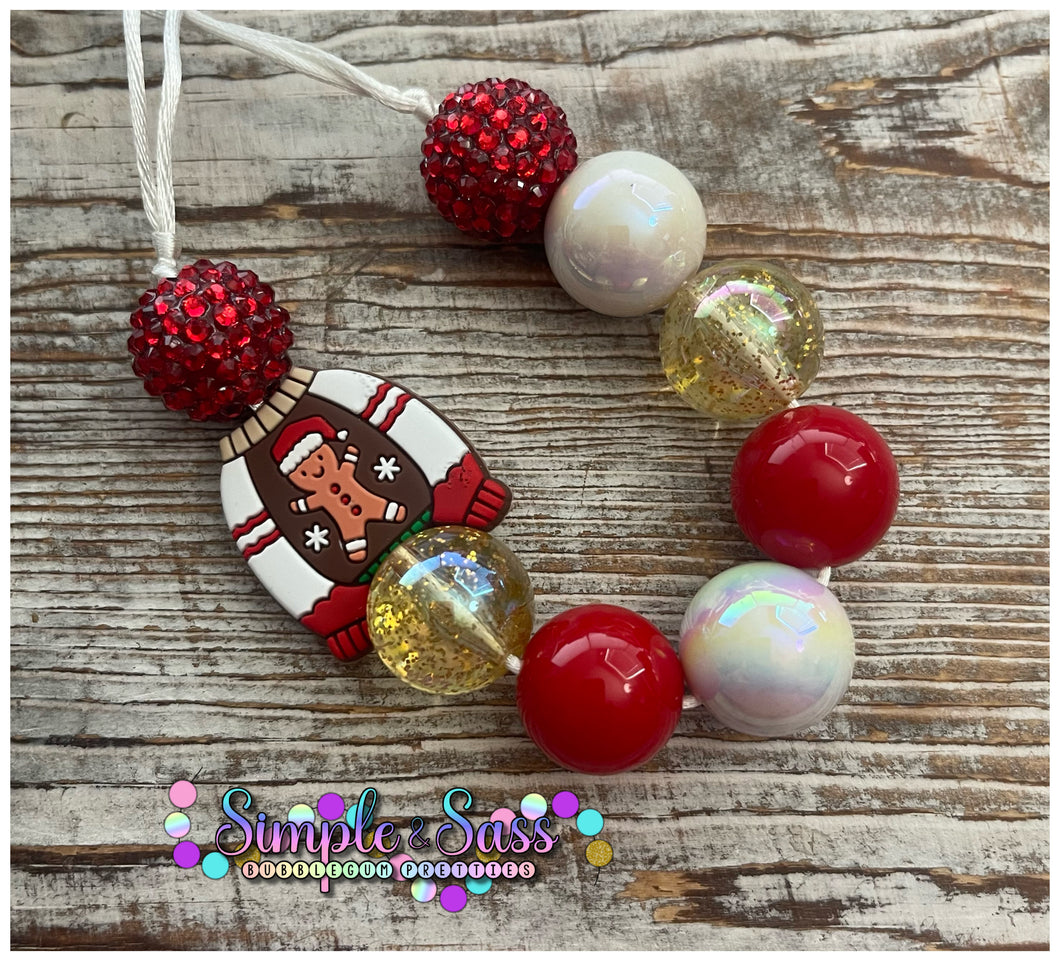 Christmas Sweater Bubblegum Bead Necklace with Silicone Focal