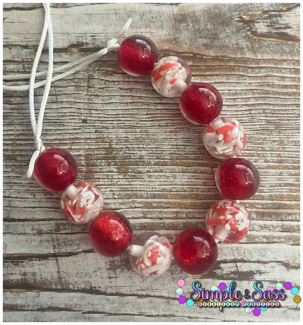 16mm Santa Mix Bubblegum Bead Necklace