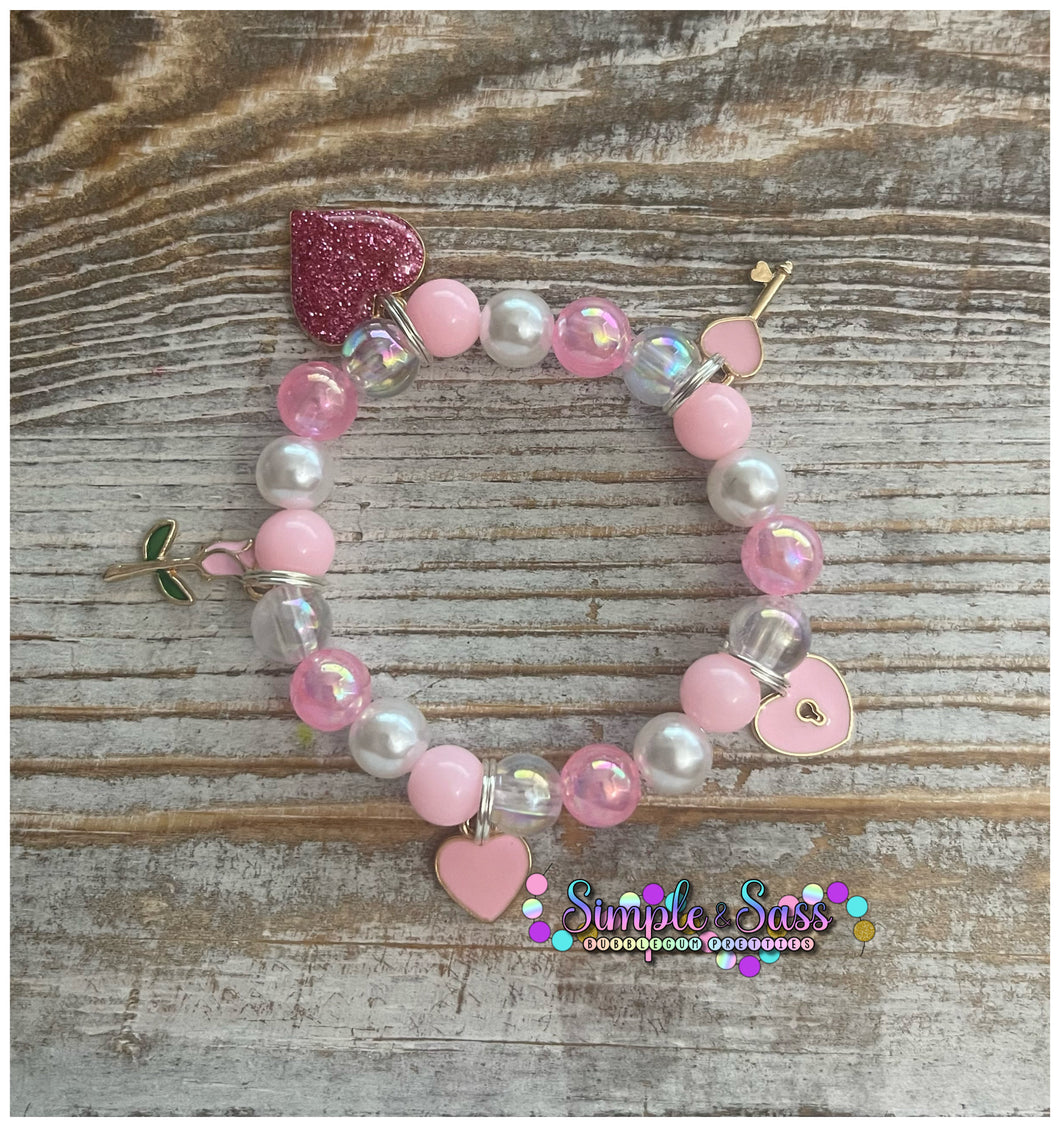 Pink Mix Multi-Charm 8mm Bead Bracelet