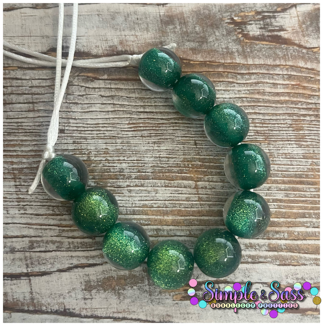 16mm Solid Green Bubblegum Bead Necklace