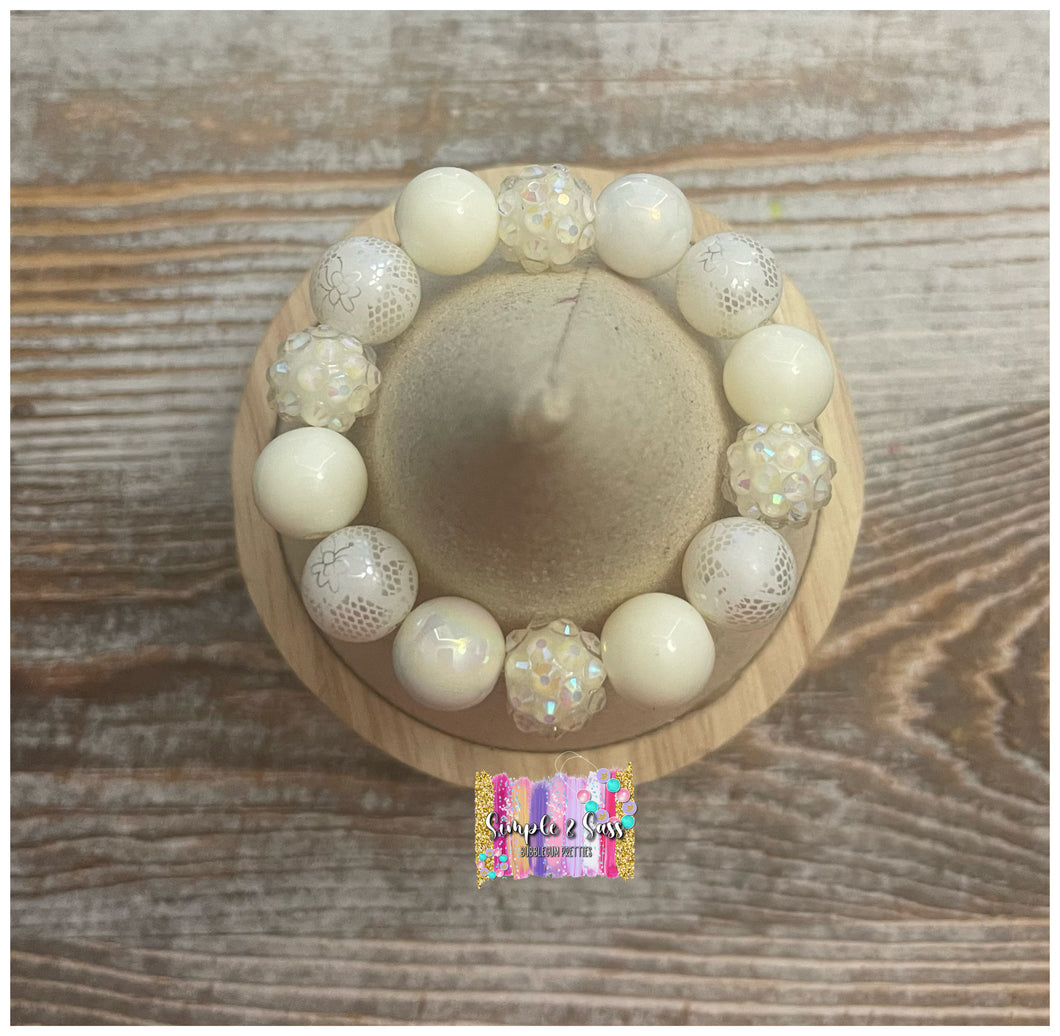 Ivory Solid Mix Bubblegum Bead Bracelet