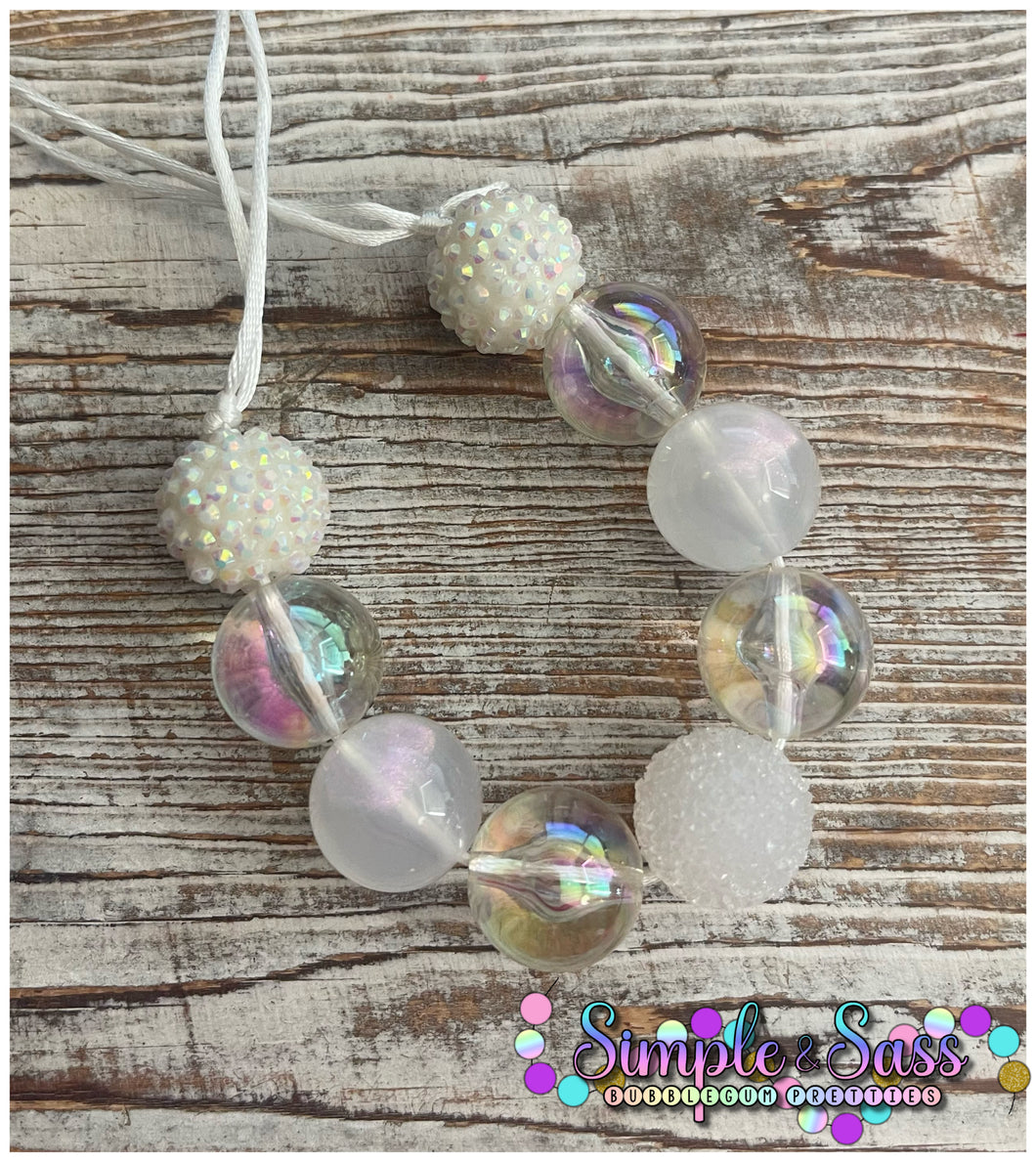 Clear & White Mix Bubblegum Bead Necklace