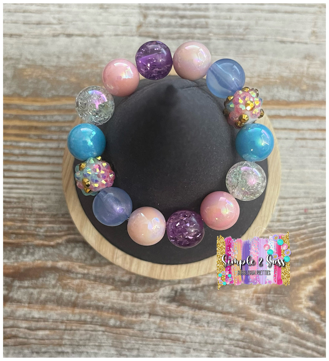 Pink/Purple/Blue Mix Bubblegum Bead Bracelet