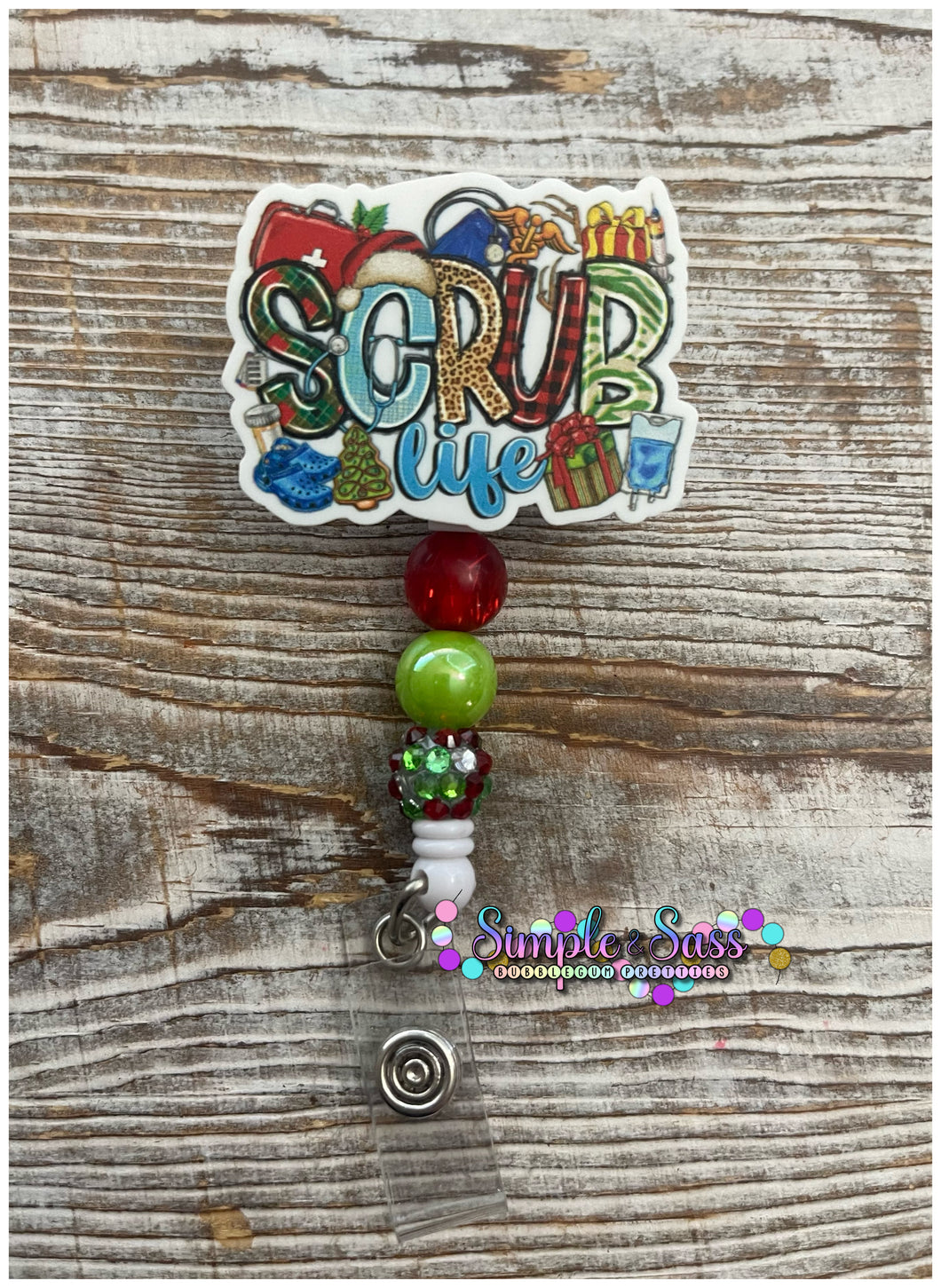 Scrub Life Beaded Badge Reel