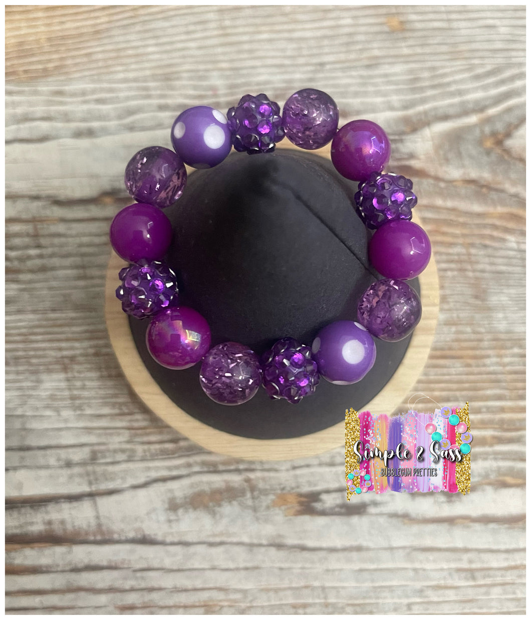 Purple Mix Bubblegum Bead Bracelet