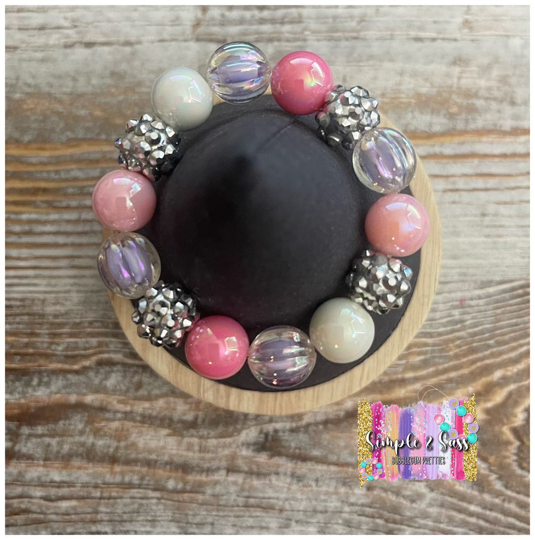 Pink & Purple Mix Bubblegum Bead Bracelet