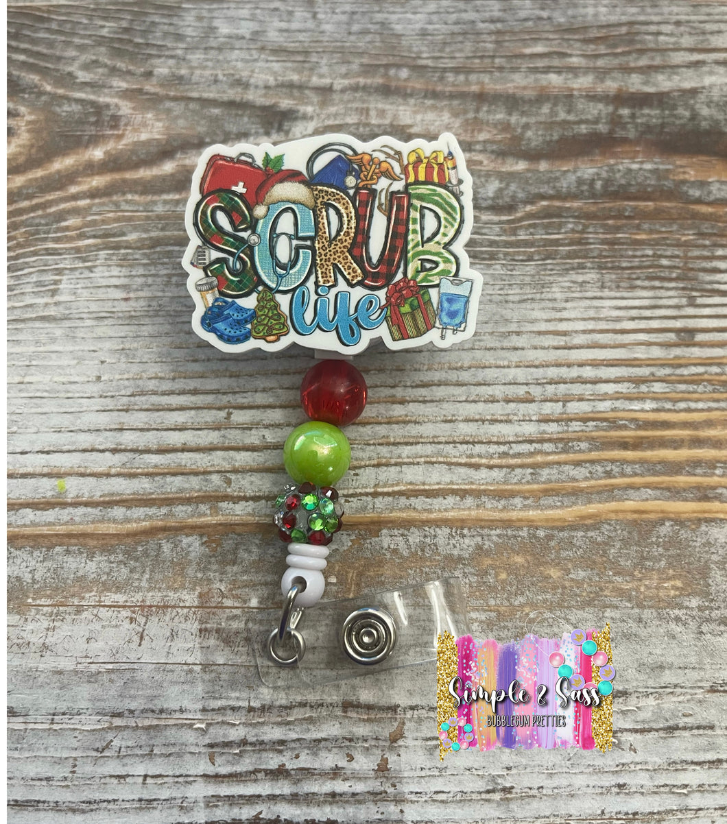 Scrub Life Beaded Badge Reel