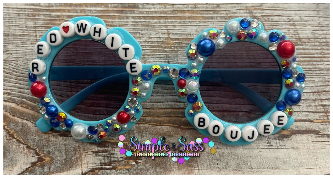 Red, White & Boujee Bling Sunnies