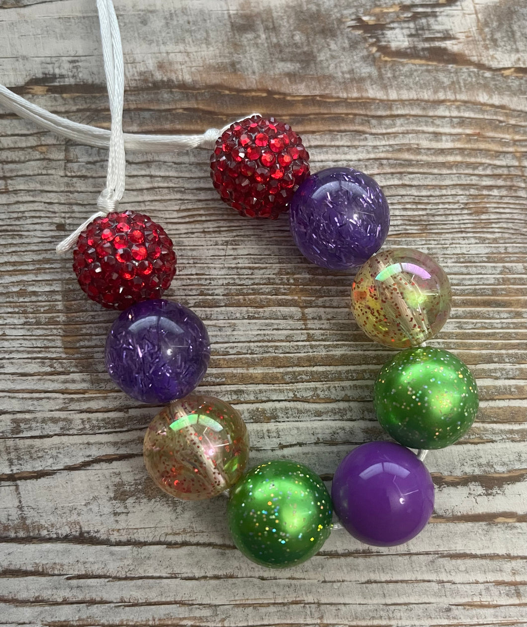 Red/Purple/Green Princess Bubblegum Bead Necklace