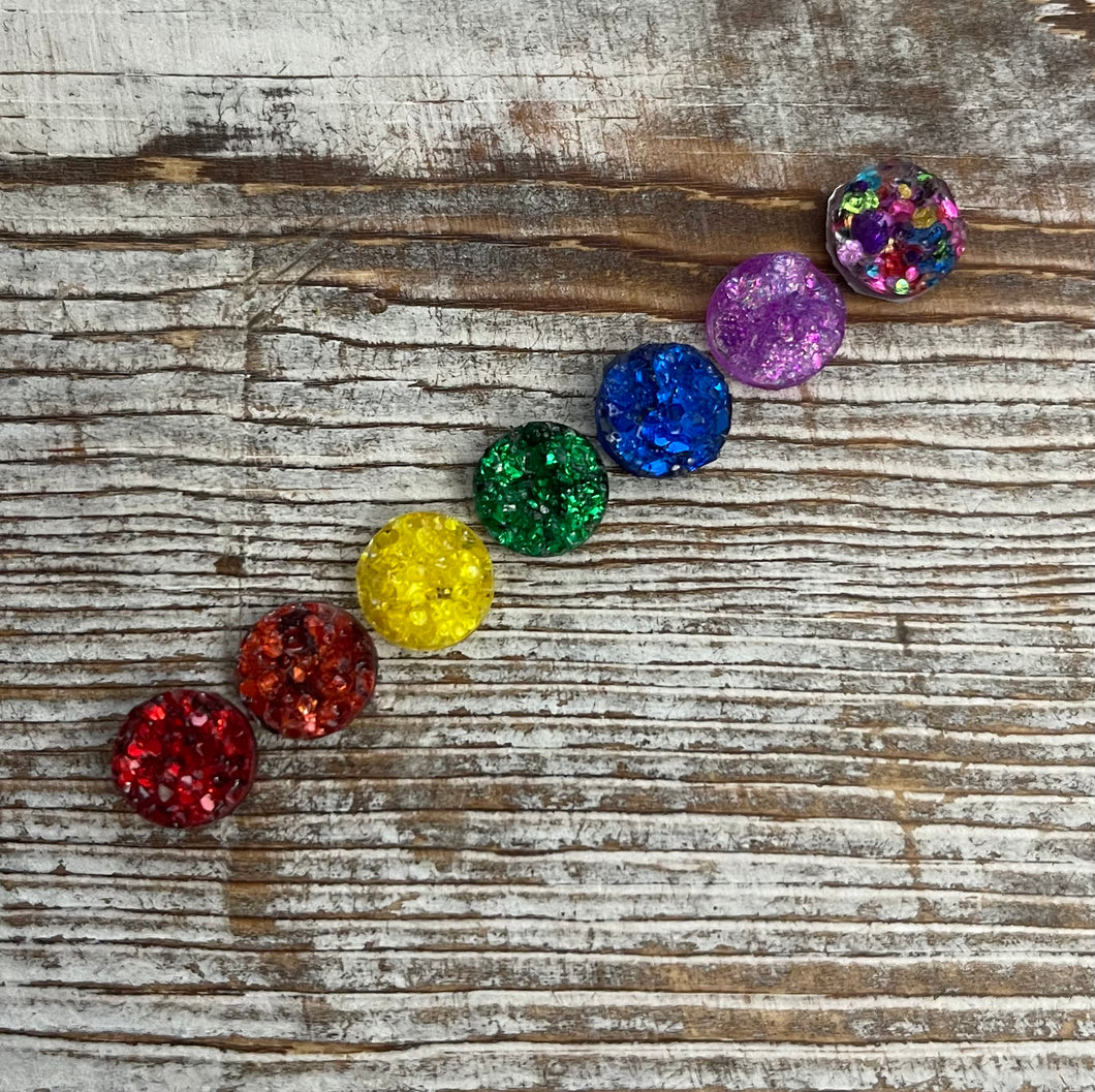 Rainbow Druzy Studs & Resin Clips