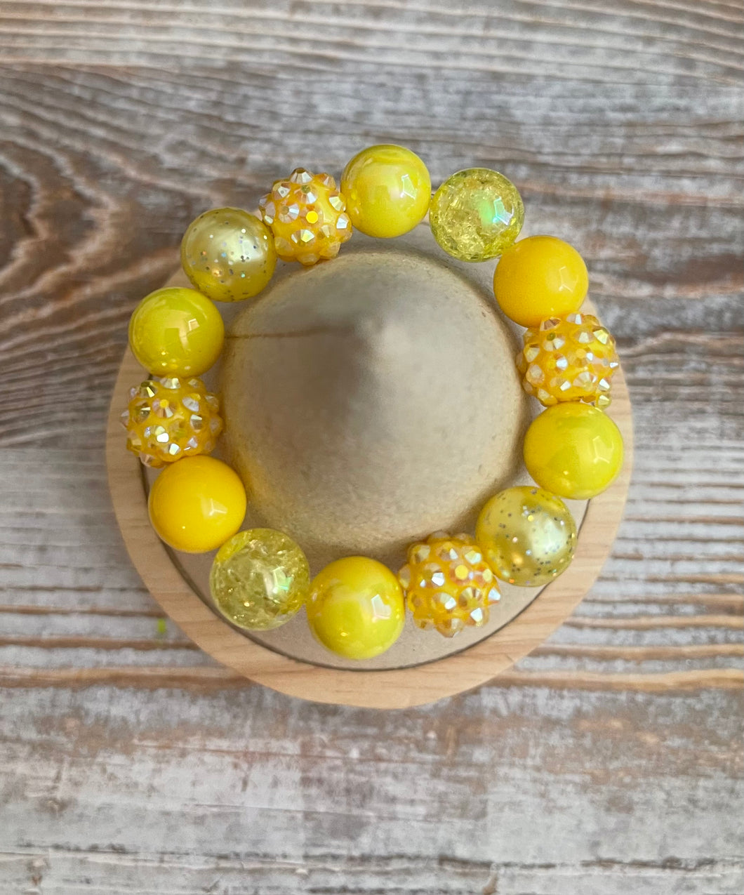 Yellow Solid Mix Bubblegum Bead Bracelet