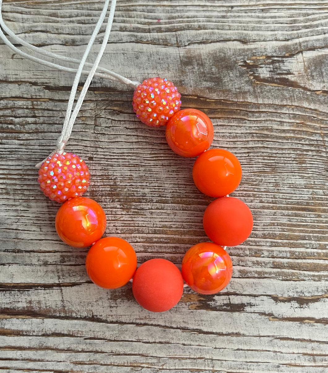 Neon Orange Mix Bubblegum Bead Necklace