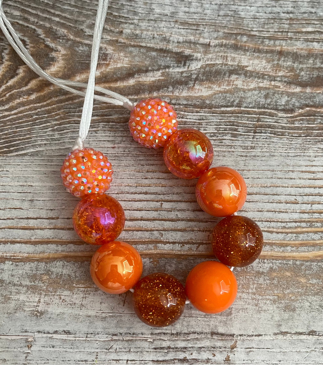 Orange Solid Mix Bubblegum Bead Necklace