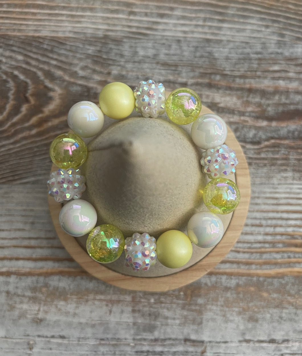 Yellow & White Mix Bubblegum Bead Bracelet