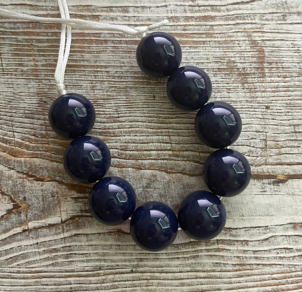 Navy Solid Bubblegum Bead Necklace