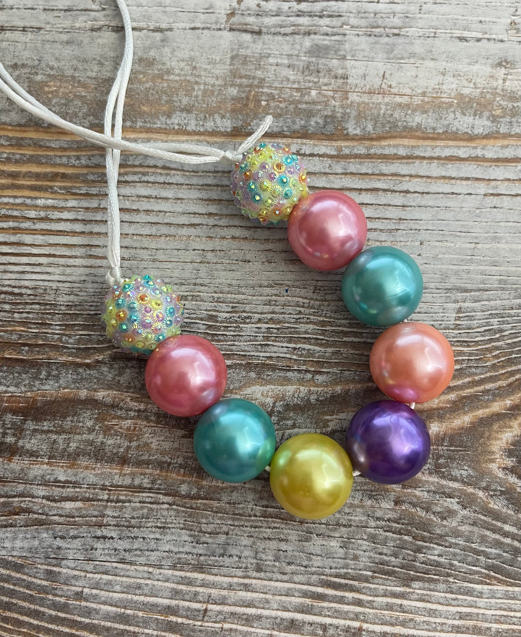 Spring Pearl Mix Bubblegum Bead Necklace