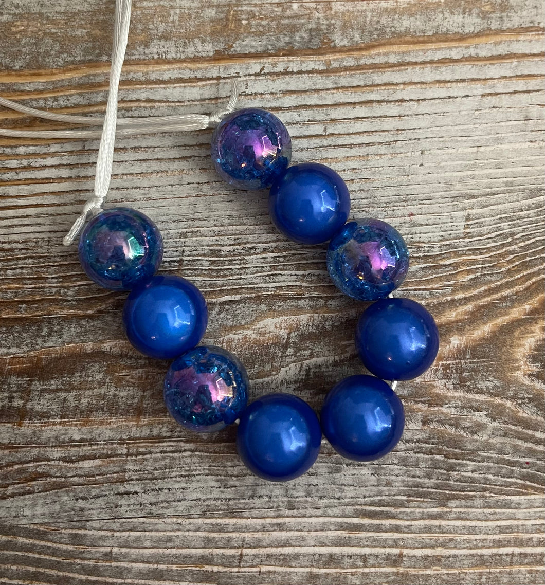 Blue Mix Bubblegum Bead Necklace