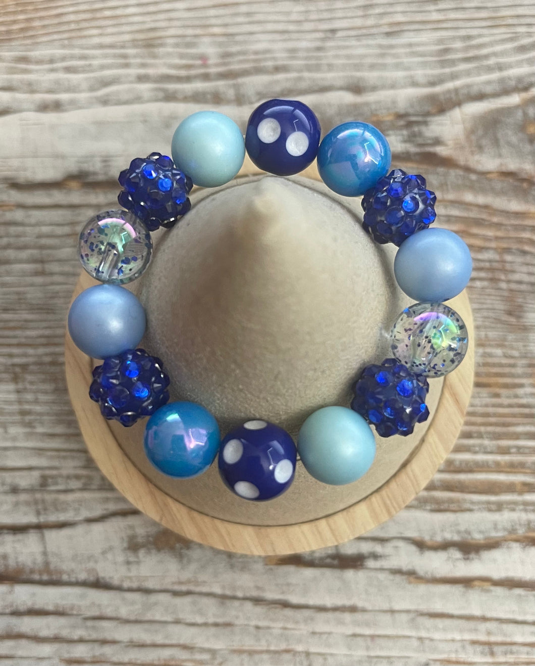 Dark Blue Dots Bubblegum Bead Bracelet