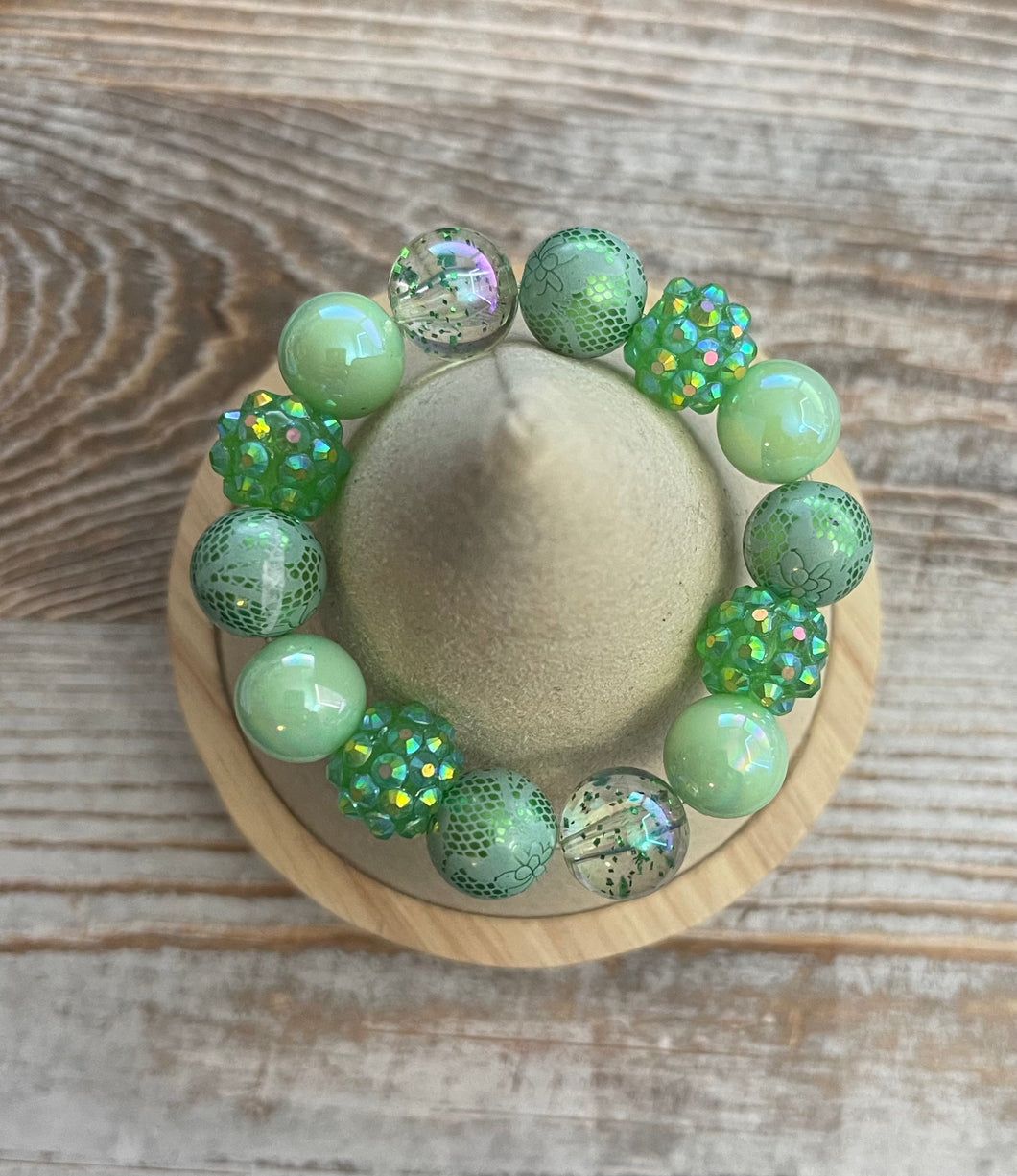 Green Mix Bubblegum Bead Bracelet